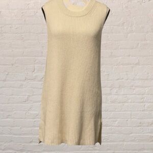 J.Crew beige sleeveless merino wool blend knit longline tunic sweater top L